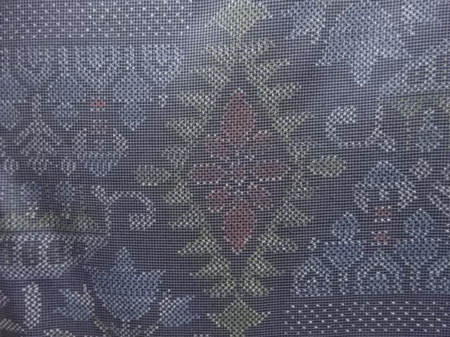 JAPANESE KIMONO / SILK / DORO OSHIMA TSUMUGI / WOVEN SARASA